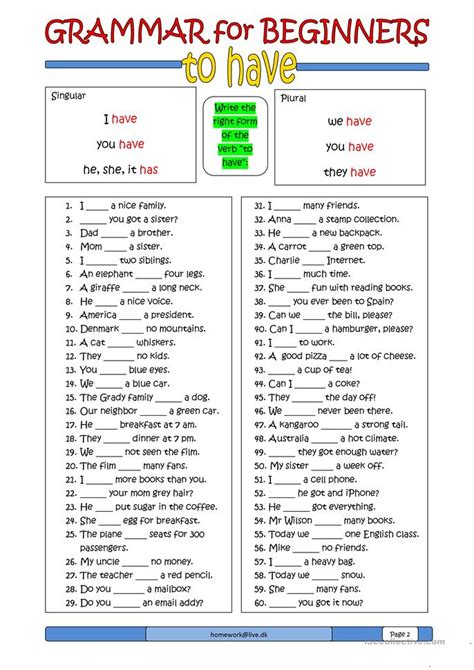 Free esl printable grammar worksheets, vocabulary worksheets, flascard worksheets, fairytales worksheets, efl exercises, eal handouts, esol quizzes, elt activities, tefl questions, tesol materials, english teaching and learning resources, fun crossword and word search puzzles. Grammar for Beginners: to have worksheet - Free ESL printable worksheets made by teachers