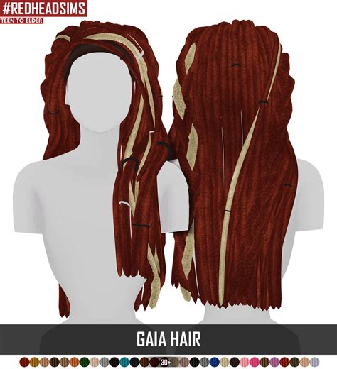 Gaia Hair Braided Version Redheadsims Cc