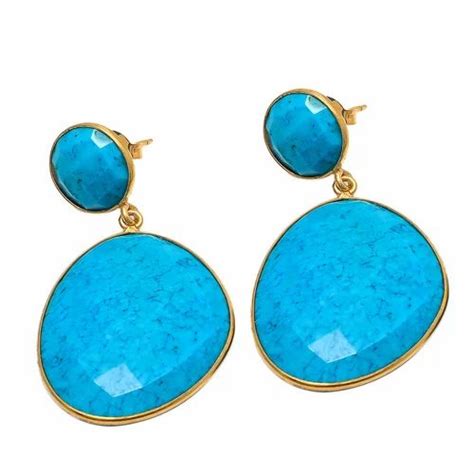 Gold Vermeil Gemstone Turquoise Earring at Rs 900 onwards फरज