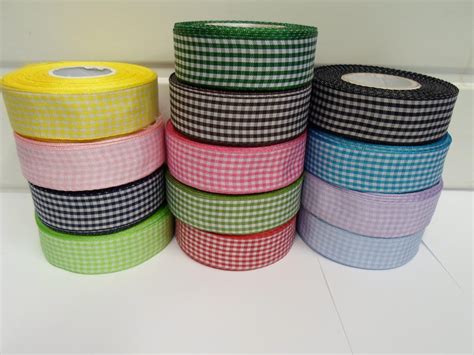 Light Grey Metres Or Full Roll X Mm Gingham Ribbon Double Sided Check