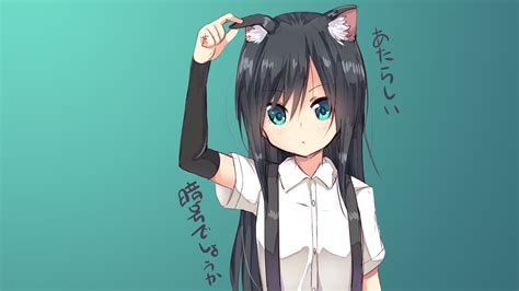 Long Hair Cat Girl Dark Hair Anime Anime Girls Neko Works Animal