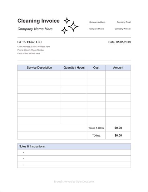 Free House Cleaning Maid Invoice Template Pdf Word Excel
