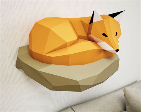 Diy Papercraft Fox D Sculpture Template On Behance Images And Photos