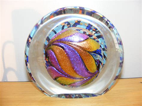 Large Glass Paperweight Dichroic Glass Signed Collectors Weekly