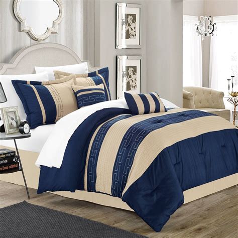 Chic Home Carlton 6 Piece Color Block Embroidered Comforter Set Bedding