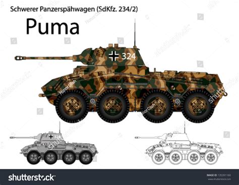 Ww2 German Sdkfz 2342 Puma Armored Car Stock Vector Illustration