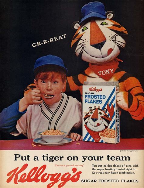 put tony the tiger on your team kellogg s sugar frosted flakes ad 1962 baseball