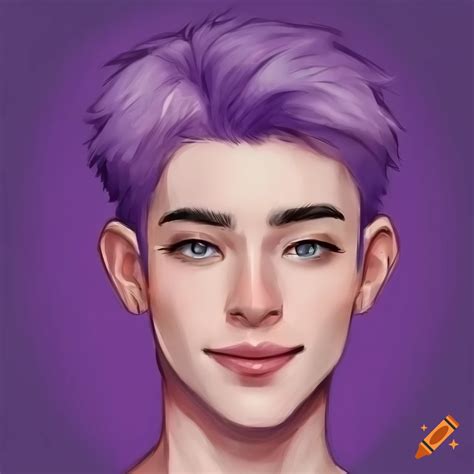 Portrait Of A Smiling Man With Short Pastel Purple Hair