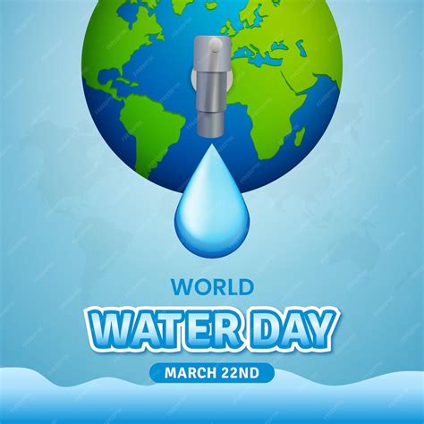 Premium Vector World Water Day March 22nd Square Banner With Globe