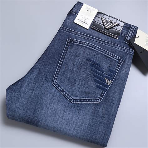 Summer Thin Men Jeans Cotton Straight Elastic Italy Eagle Brand Fashion
