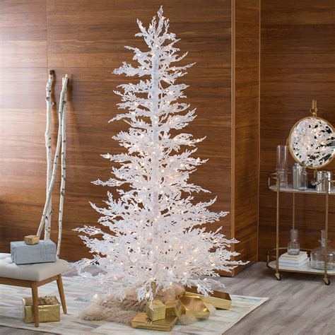 Sterling Tree Company Flocked White Twig Tree Pre Lit Full Christmas