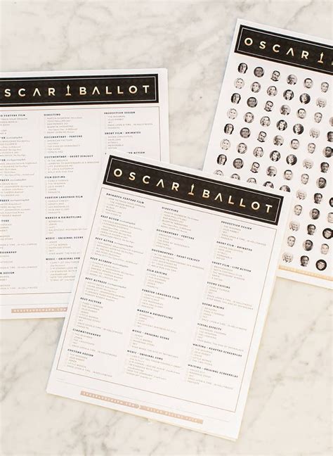 Oscars 2020 Ballot Printable Oscar 2020