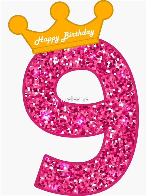 Happy Birthday Art Girls 9th Party 9 Years Old Bday Sticker For Sale