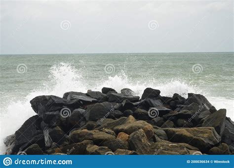Ocean Waves Hitting The Rocks Great For Wallpapers Stock Photo