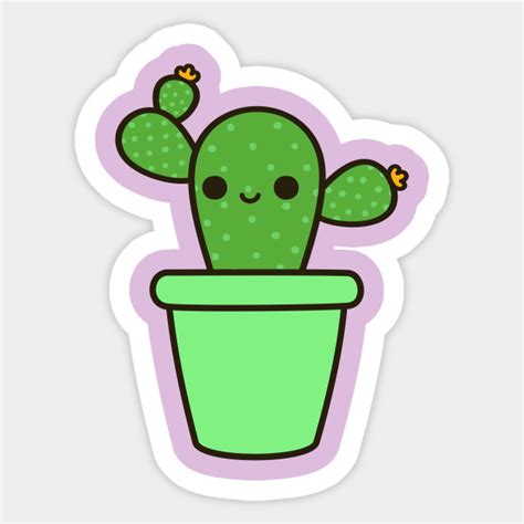 Cute Cactus In Green Pot Cactus Sticker Teepublic
