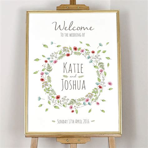 Often one of the first details your guests see, welcome signs greet your friends and family and give a tiny hint to your style. Personalised Wild Floral Welcome Sign By Littlebird ...