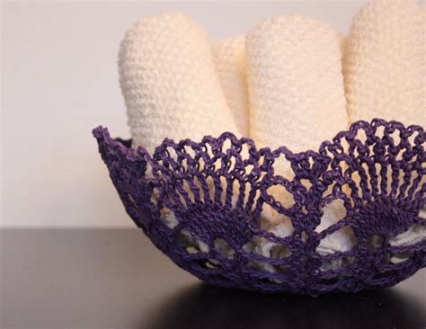 Lace Bowl Crochet Doily Basket Grape Purple On Luulla