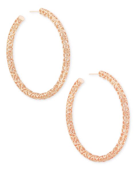 Maggie Hoop Earrings In Rose Gold Filigree Kendra Scott