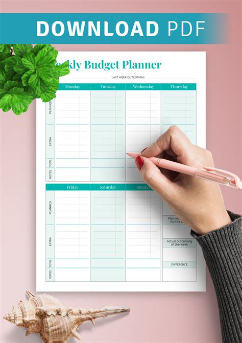 Download Printable Simple Weekly Budget Template PDF