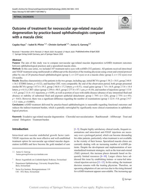 Outcome Of Treatment For Neovascular Age Related Macular Degeneration