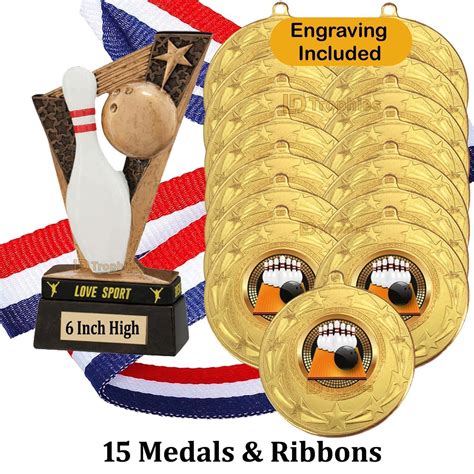 Ten Pin Bowling Trophy And 15 Medals Pack Free Engraving