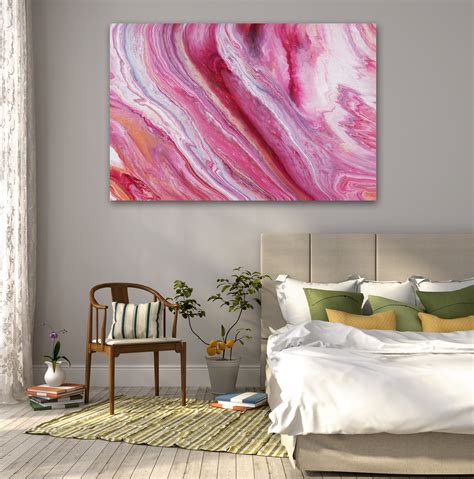 Pink Abstract Art Modern Acrylic Canvas Art Abstract Wall Etsy Nederland