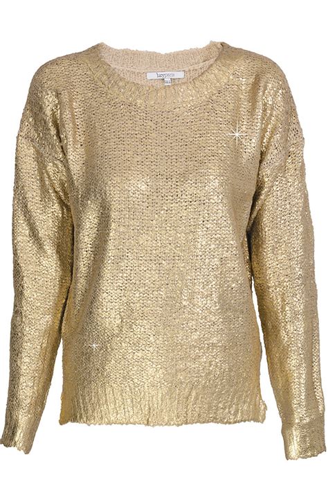 Lucy Paris Siera Metallic Gold Knitted Jumper Pret A Beaute