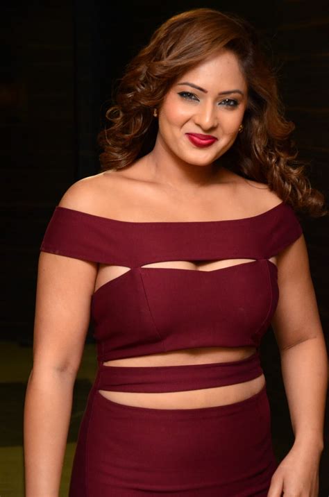Beauty Galore Hd Nikesha Patel Posing Her Big Base In Tight Burgundy Gown At The Audio Release