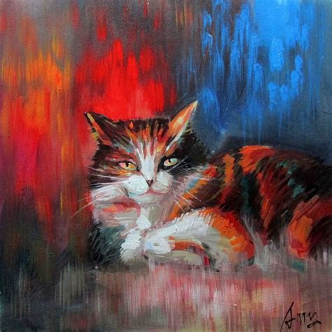 100 Hand Painted Animal Art Oil Painting Abstract Cat Canvas Painting