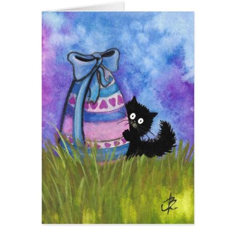 Happy Easter By Bihrle Black Cat Card Zazzle