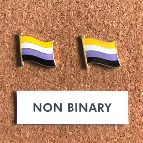 Non Binary Flag Pin Non Binary Pride Badge Enby Enamel Pin Etsy