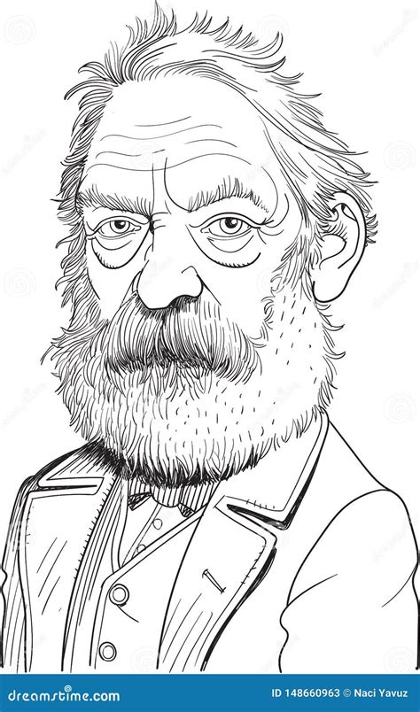 Retrato Del Dibujo De La Historieta De Victor Hugo Ilustración Del