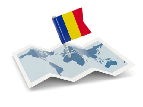 Flag Pin With Map Illustration Of Flag Of Romania
