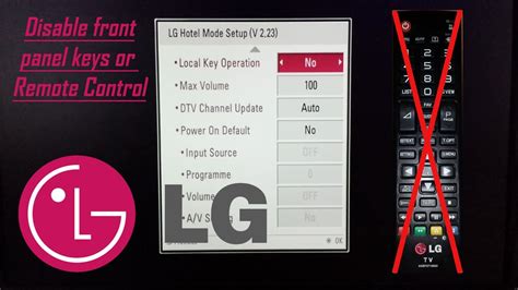 In order to enter hotel mode on your philips set you will need to use a remote, we recommend that you purchase a replacement remote before trying to enter hotel mode. LG TV Disable Front Panel Keys or Remote Control / Child ...
