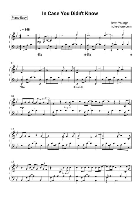 Brett Young In Case You Didnt Know Sheet Music For Piano Download