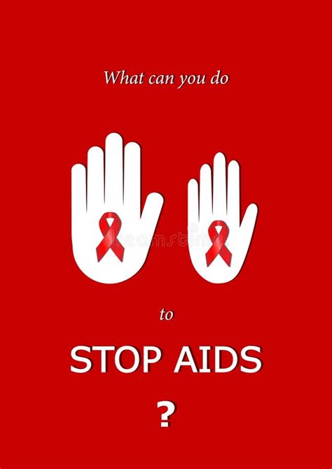 Man And Woman Hands With Aids Ribbons For Stop Virus Red And White