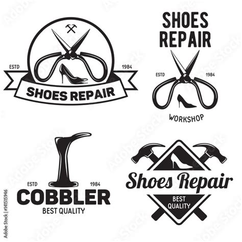 Set Of Vintage Logo Badge Emblem Or Logotype Elements For Shoemaker