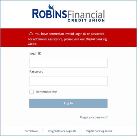 Invalid Loginpassword Digital Banking User Guide 1