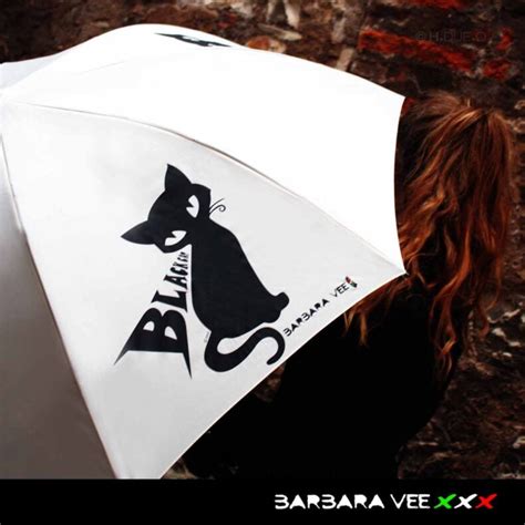 Barbara Vee Collection Automatic Windproof Umbrella Ultra Black Cat