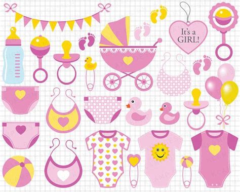 Baby Girl Clipart Pink Baby Girl Clip Art By KlampDesign On Etsy