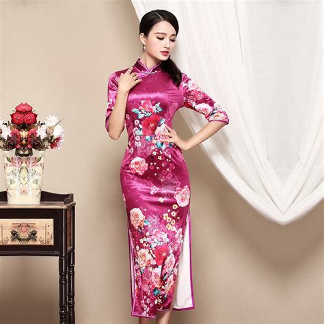 impressive floral velvet chinese qipao cheongsam dress qipao cheongsam and dresses women