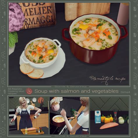 Download Creamy Soup With Salmon And Vegetables The Sims 4 Mods