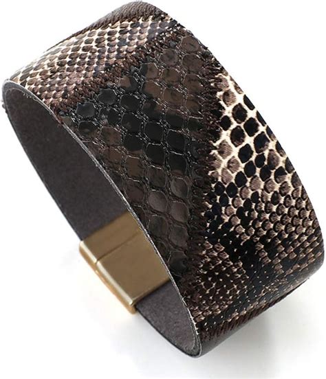 Snakeskin Pattern Genuine Leather Bracelets For Women Fashion Charm