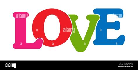 El Amor Colorida Pancarta De Letras De Colores Diseño Plano Imagen