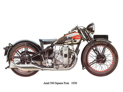 Old Classic Motorcycles Ariel 500 Square Four 1930 Motorcycle