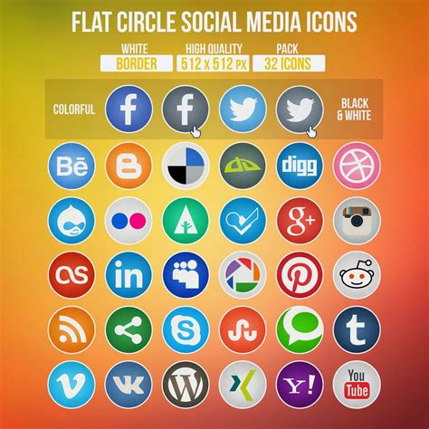 50 Best Free Flat Social Media Icon Sets Tinydesignr