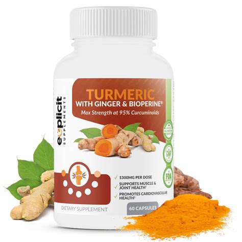 Premium Turmeric Curcumin With Bioperine And Ginger Max Strength 1300mg