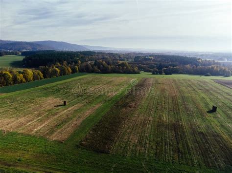 Aerial View Of The Vast Agricultural Field In Coburg Bavaria Germany