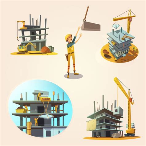 Conjunto De Dibujos Animados De Construcción 478285 Vector En Vecteezy