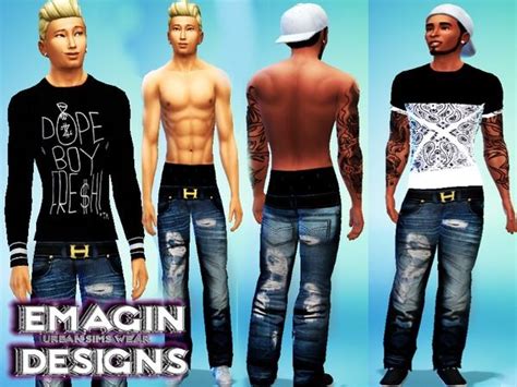 Emagin360s Men Jeans W Belt And Polo Boxers Sims 4 Men Clothing Mens
